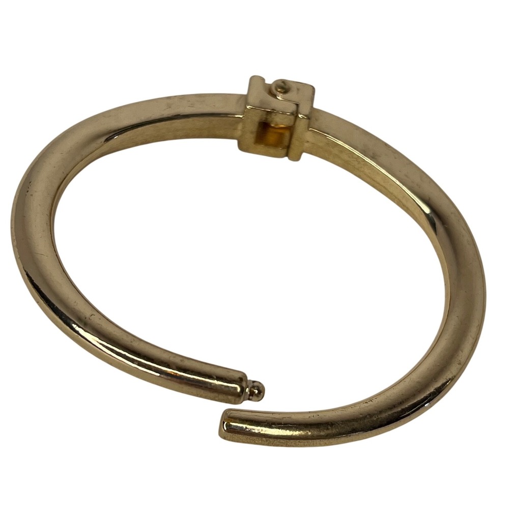 Unbranded Gold Tone Minimalist Hinged Bangle Cuff OS Polished Modernist‎